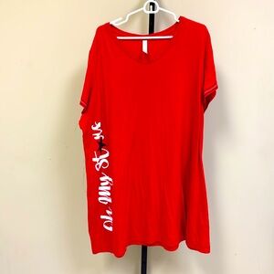 Cacique plus size, red, white and blue sleep shirt.